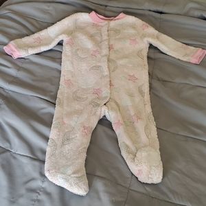 Pink moon and star fuzzy footie pjs